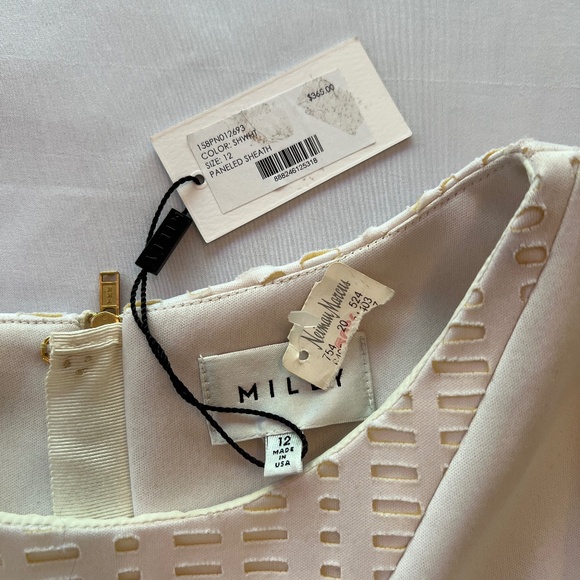 Milly Paneled Sheath Dress Off White Sz12 NWT - Picture 12 of 16